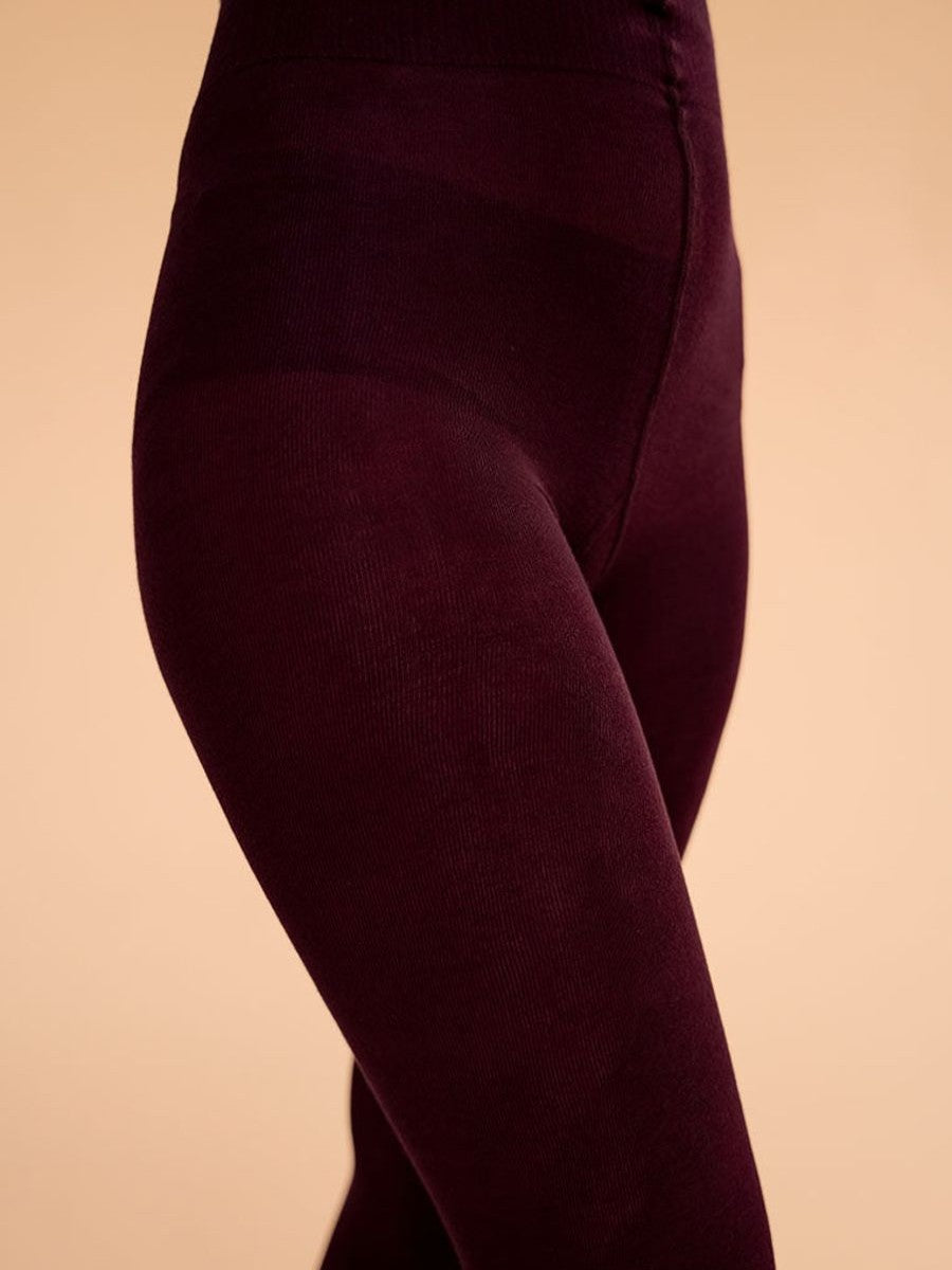 Burgundy lyocel 80D warm tights