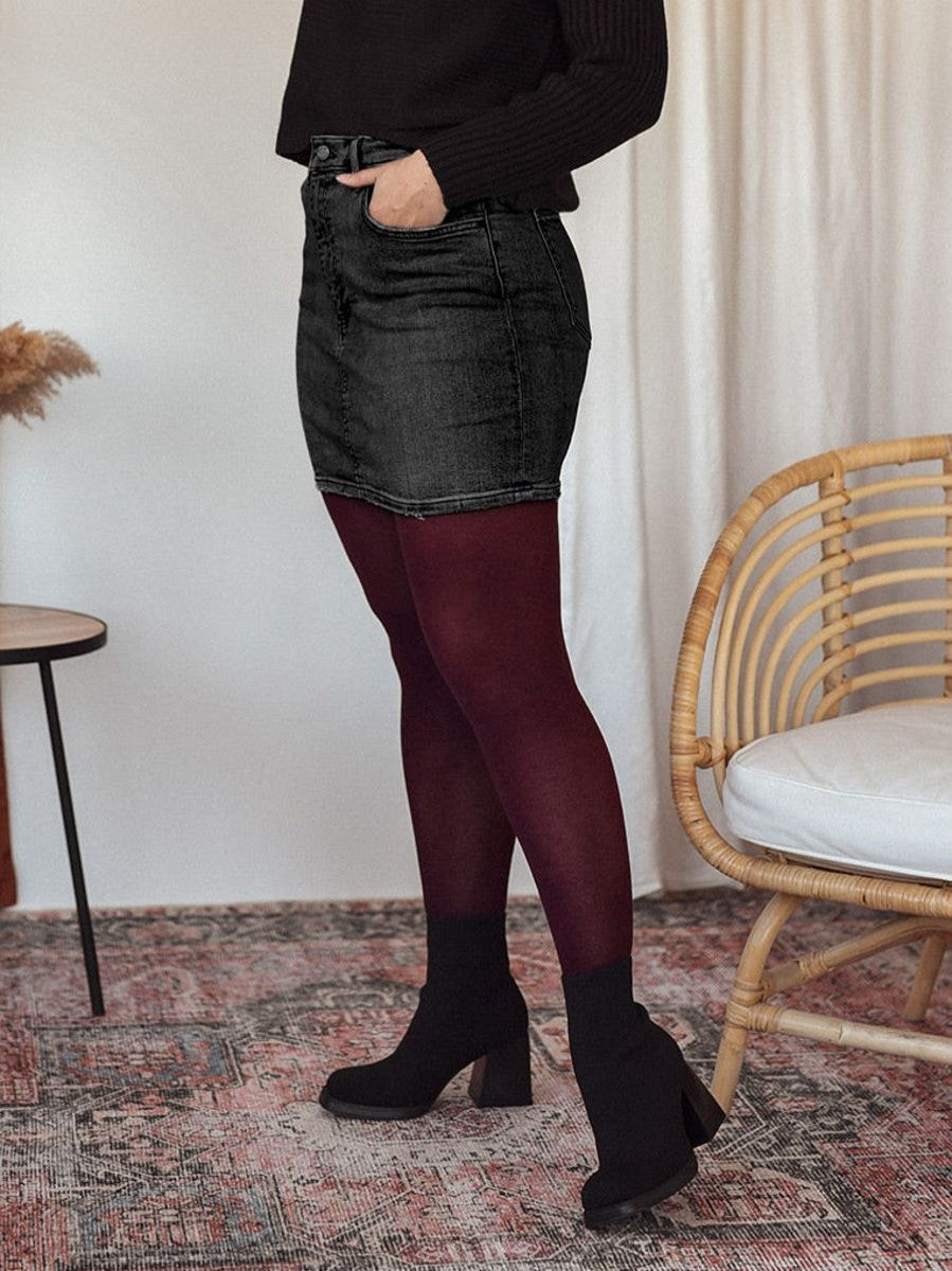 Burgundy lyocel 80D warm tights