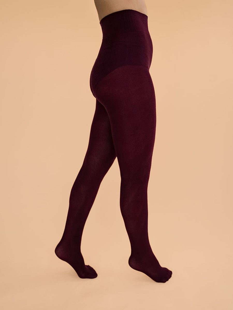 Burgundy lyocel 80D warm tights