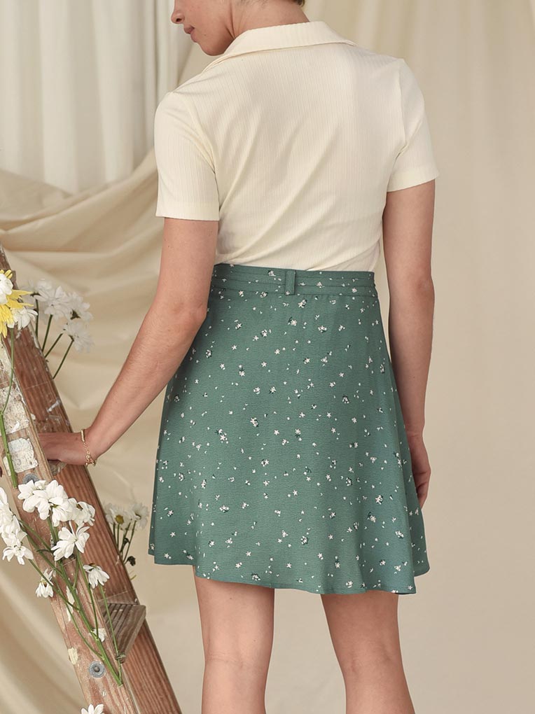 Green Lily Mini Wrap Skirt